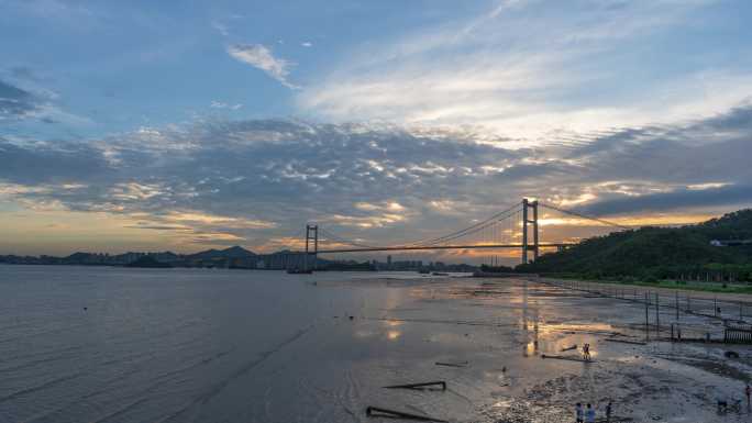 虎门大桥日落延时 历史退潮最多的一次