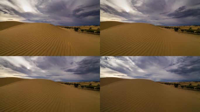 沙漠中的雷雨。戏剧化的天空笼罩着沙丘.1.时间流逝