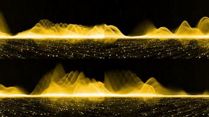 8K金色粒子山水线条背景循环