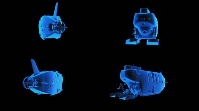 深海载人潜水器全息蓝色科技通道素材