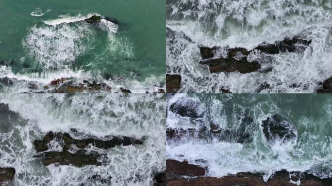 海浪拍打岩石海浪礁石大气海浪