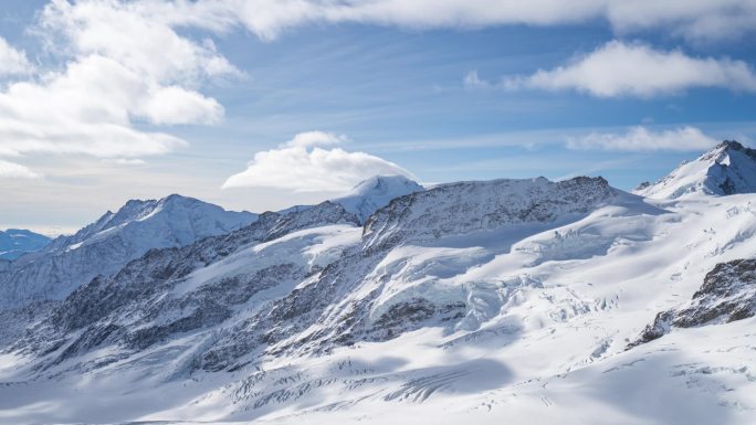 瑞士少女峰雪山的时间流逝。