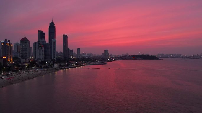 烟台第一海水浴场晚霞