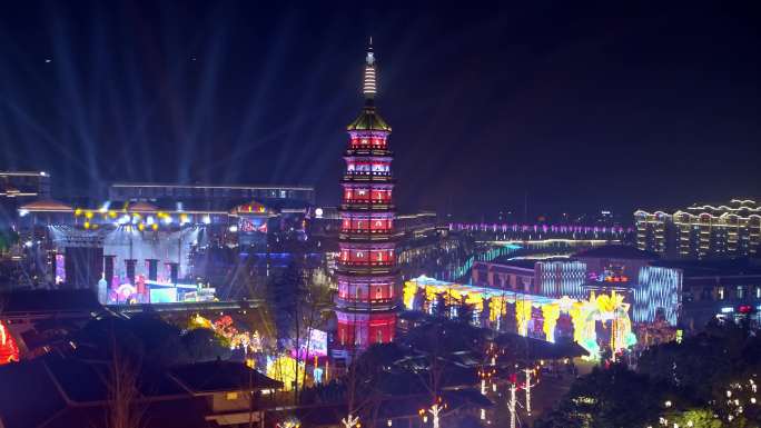 南京溧水永寿塔及周边昼夜航拍