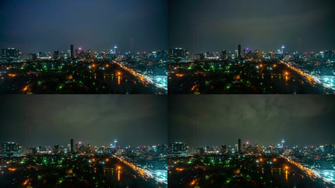 大都市市中心的时差、夜景与高层建筑