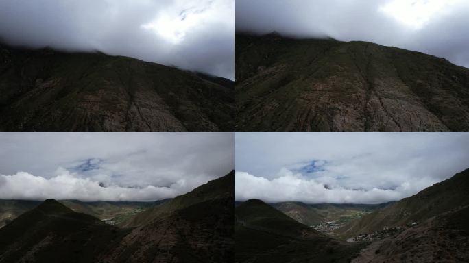 西藏高原上的大山航拍