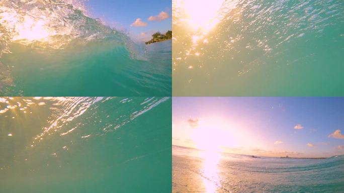 镜头光斑: 在拍摄落日的过程中，管子波在照相机上飞溅的电影镜头。