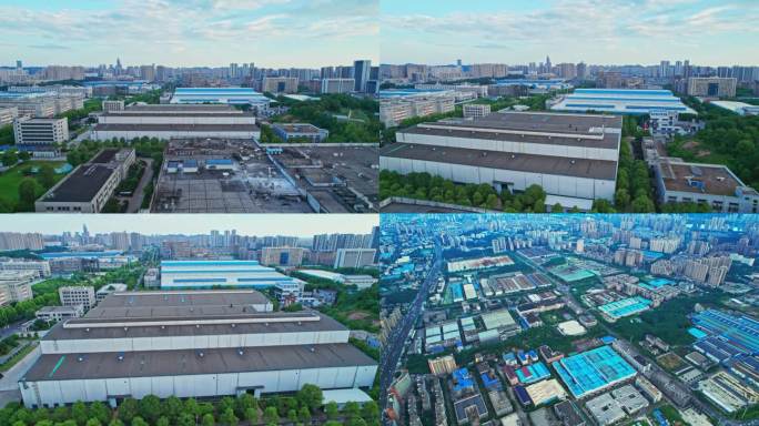 鸟瞰长沙岳麓区高新区工业企业厂区