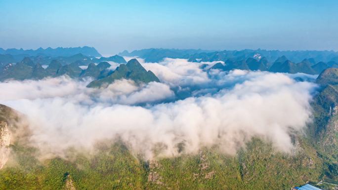 红水河山区山脊云海航拍延时