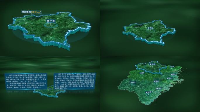 4K大气福建省南平市人口面积区位信息展示