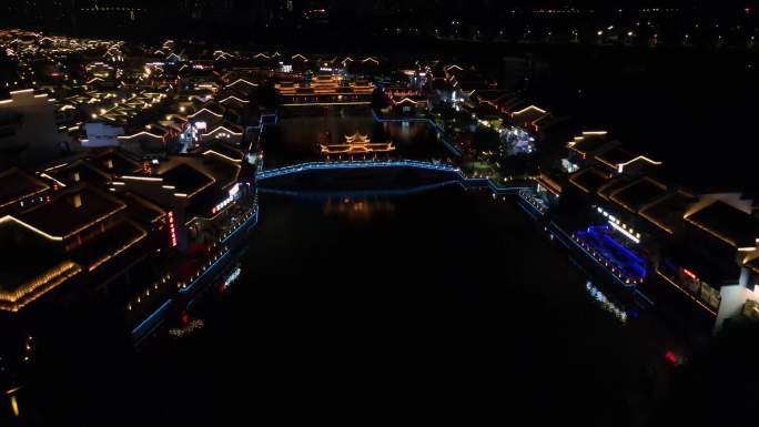 4K高帧率航拍崇左太平古城夜景