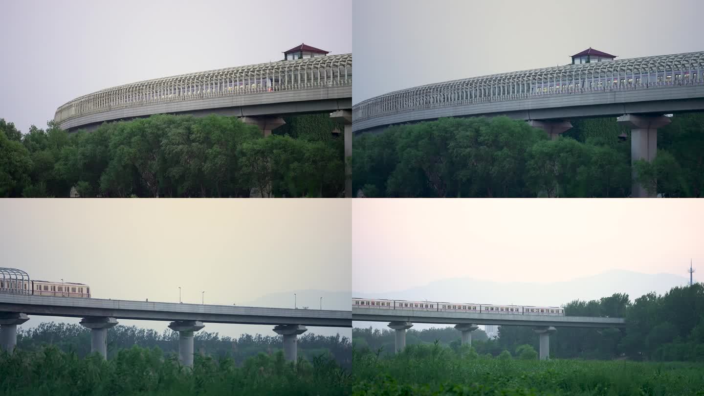 4K实拍北京地铁昌平线地上行驶的地铁