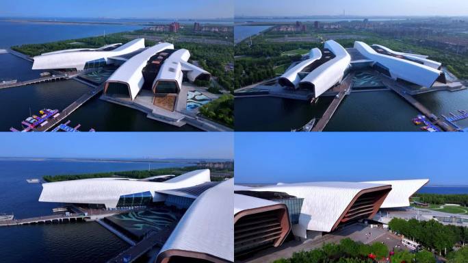 航拍天津滨海新区国家海洋博物馆