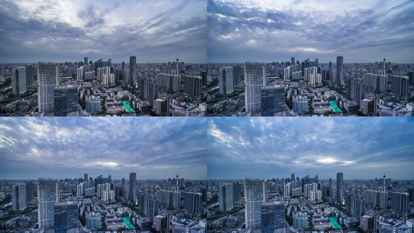 成都锦江区城市风光白转夜晚延时摄影