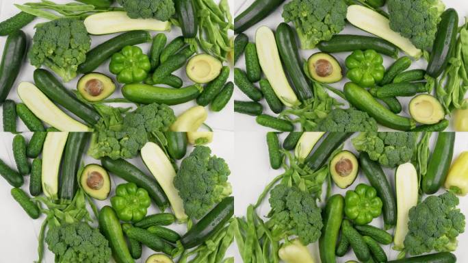 新鲜的绿色不同的蔬菜。蔬菜背景