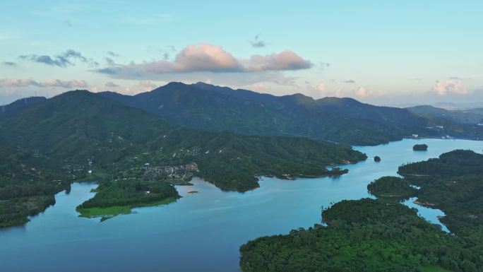 广东绿水青山水库自然风光4k航拍