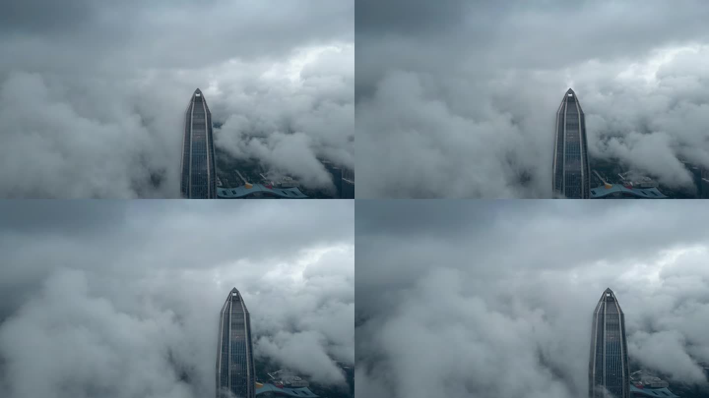 【正版4K素材】航拍云海下的福田移镜头