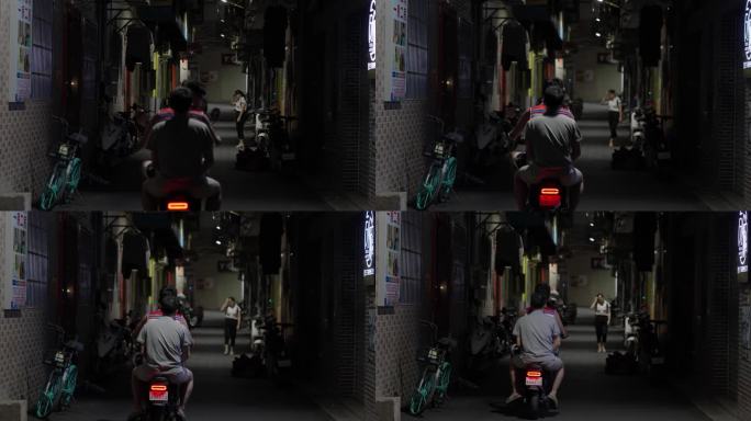 城中村昏暗摩托车电动车