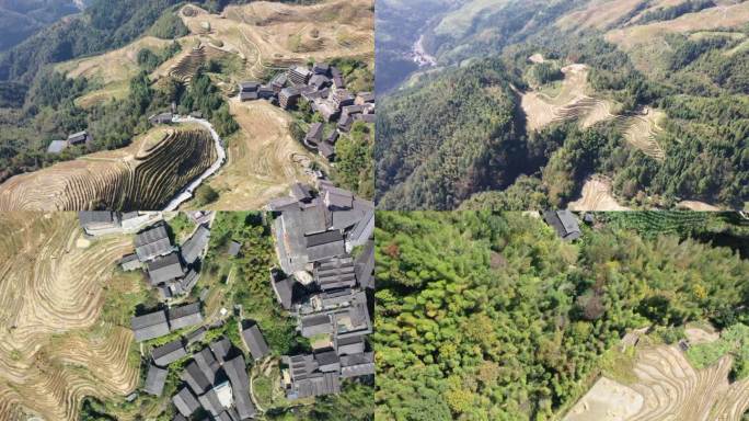 龙脊梯田等高线原始土地航拍