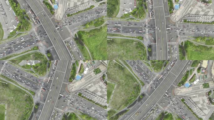 4k俯视航拍城市交通 原素材
