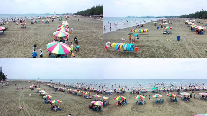 沙滩 太阳伞 海岸线