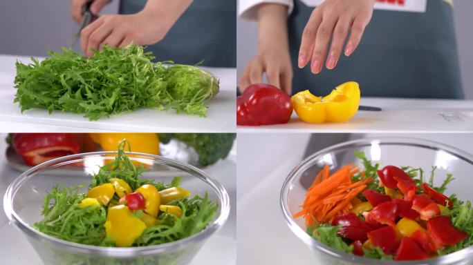 蔬菜沙拉制作过程升格