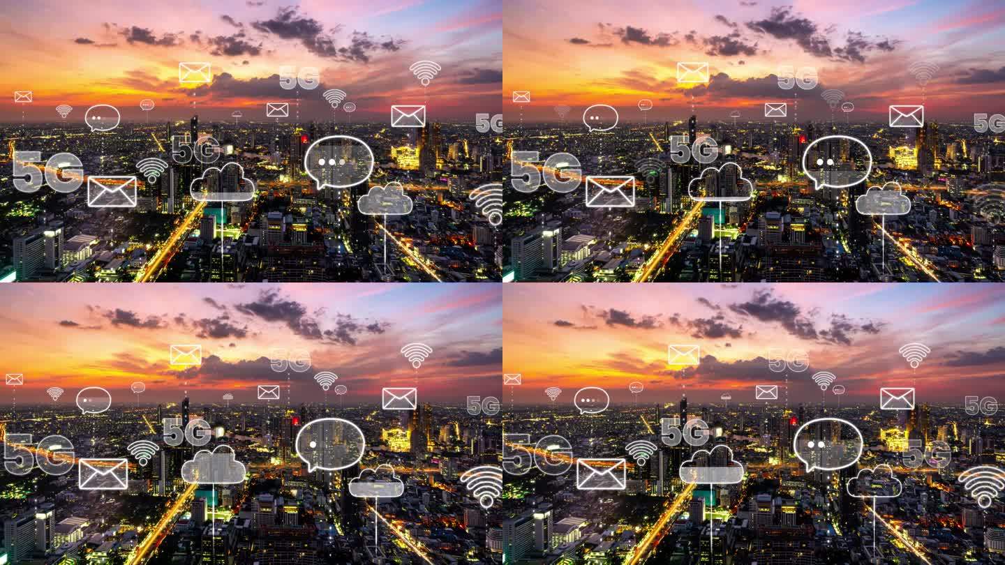 智能数字城市与全球化抽象图形显示连接网络