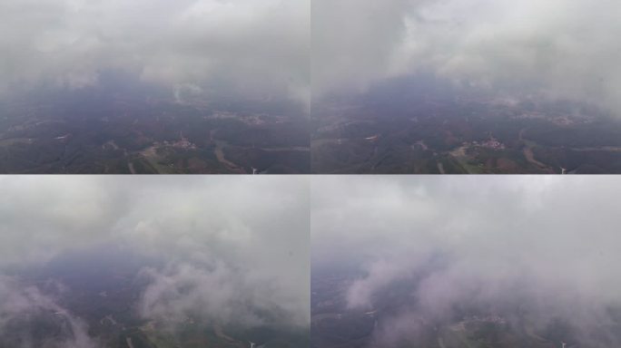 航拍粤西乡村上空天昏地暗瀑雨将至