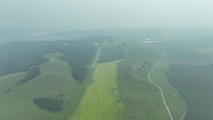 雾霭蒙蒙山野风景