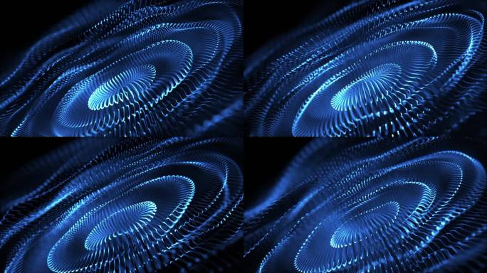 抽象的技术背景动画与流动的蓝色分形波发光的蓝色线的光。地面塌陷的浅浅深度。全高清及循环.