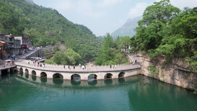 航拍山西旅游路平顺井底村美丽乡村美景