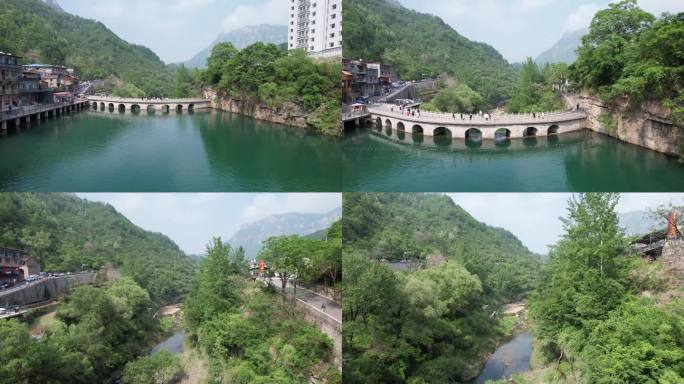 航拍山西旅游路平顺井底村美丽乡村美景