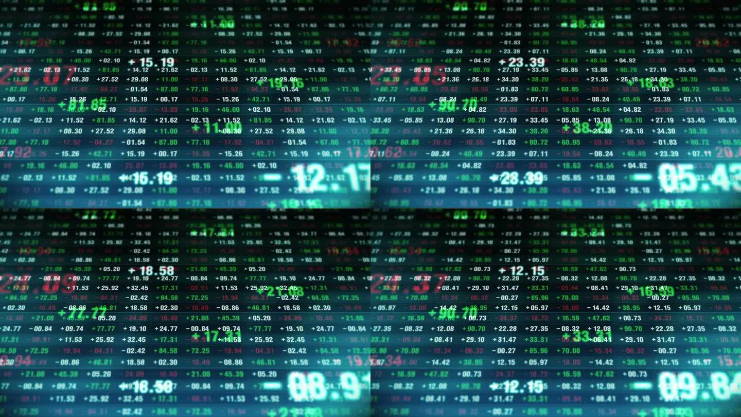 金融股票市场的数字。商业成功与增长概念。屏幕显示经济数据摘要.循环动画.