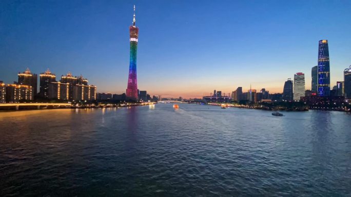 广州塔珠江新城城市夜景高清视频
