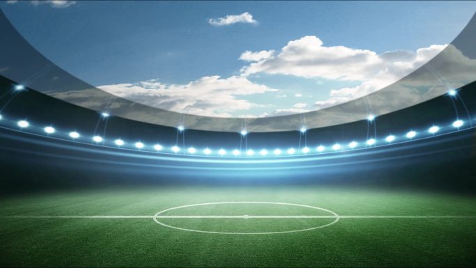 足球场的竞技场足球的概念。3D动画