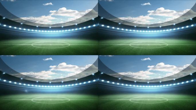 足球场的竞技场足球的概念。3D动画