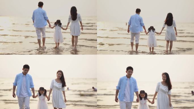 美好生活 开心一家人 海边一家人