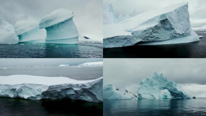 航拍南极北极冰雪景