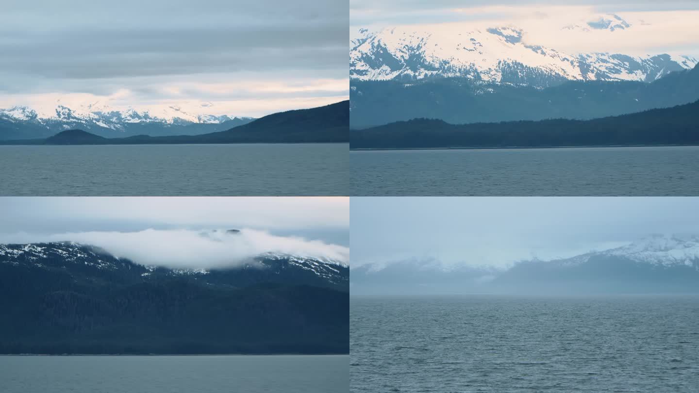 云雾中的雪山、阴阳雪山、海洋与雪山、大海