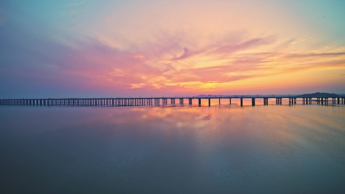 南京溧水石臼湖夕阳航拍