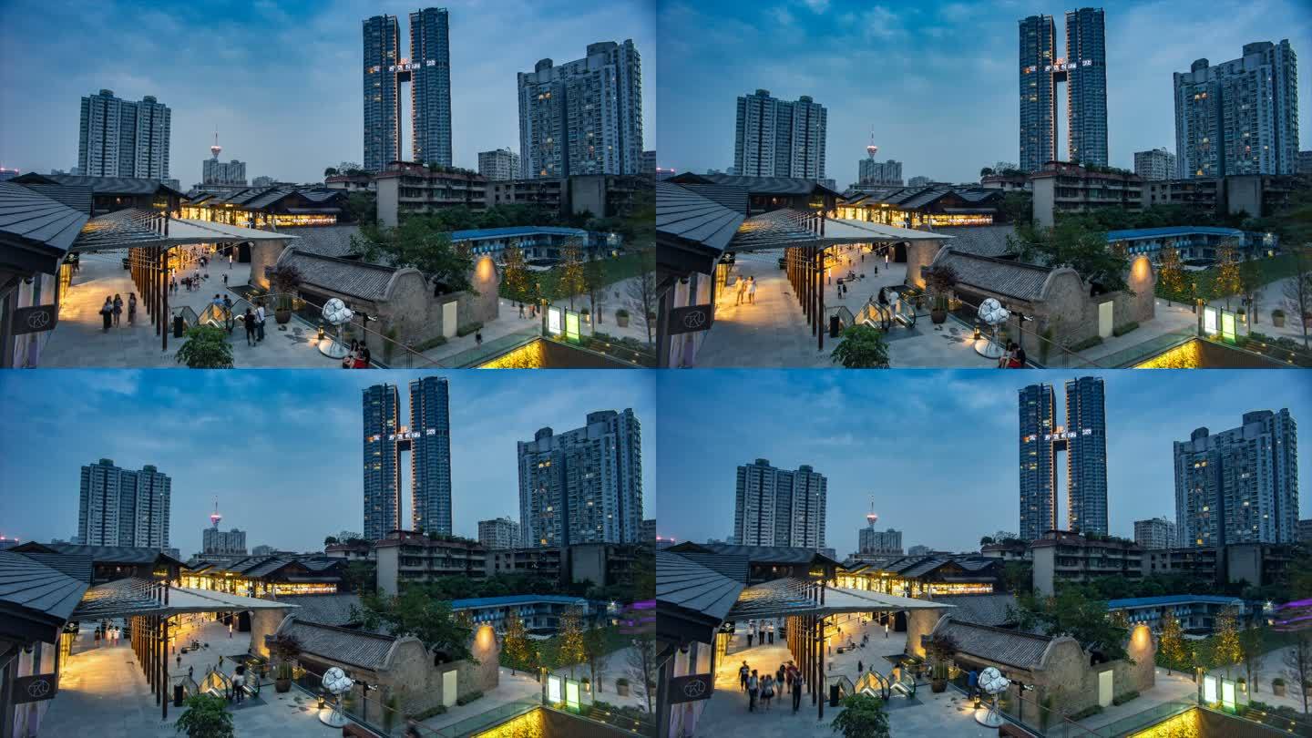 成都锦江区太古里步行街夜景延时