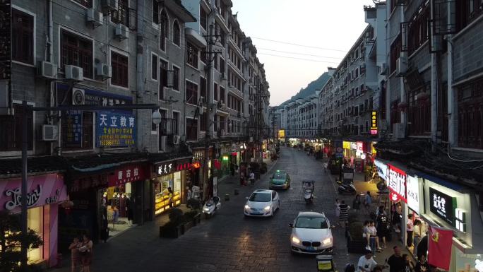 贵州航拍镇远古镇日落小城夜景场景