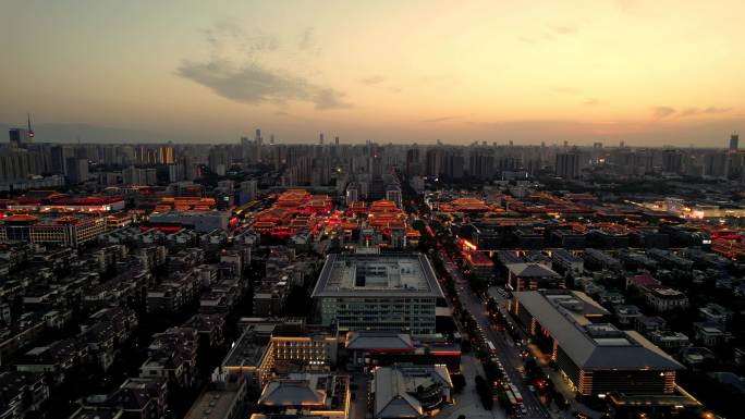 西安大唐不夜城夜景曲江夜景航拍