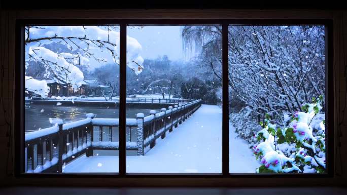 窗外飘雪