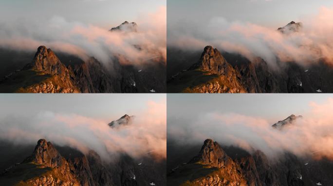 夕阳西下，云彩掠过石山，风景迷人极了 