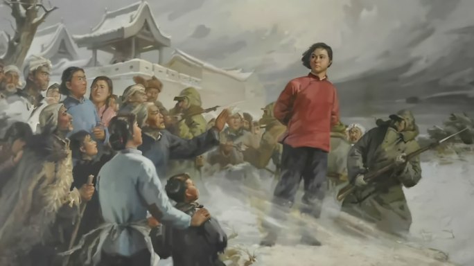 抗日英雄刘胡兰画作三维化横向移动