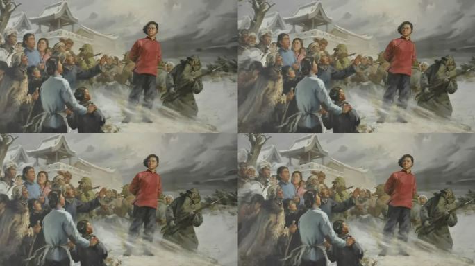 抗日英雄刘胡兰画作三维化横向移动