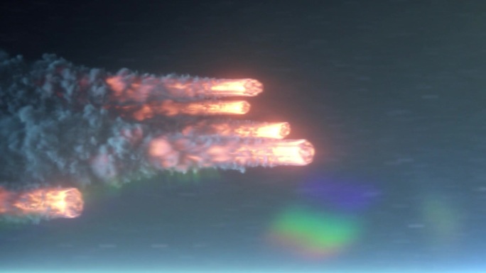 燃烧的流星体进入地球大气层，非常逼真的运动和视觉效果，极端细节