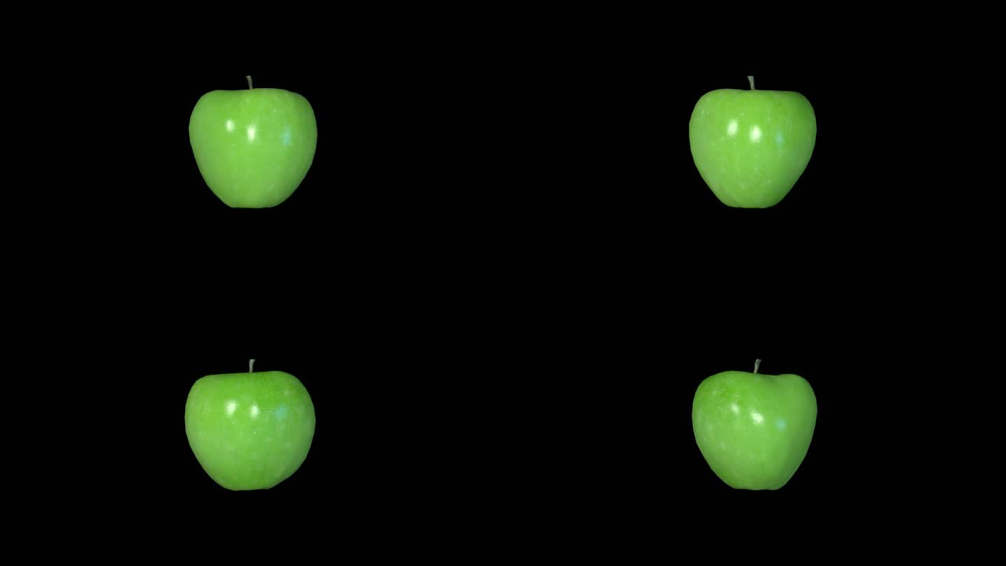 一颗青苹果转动动画透明背景