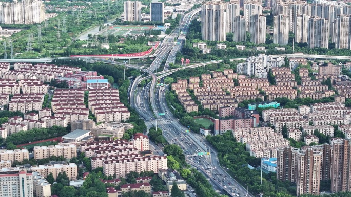 4K原素材-航拍上海内环路高架浦东段
